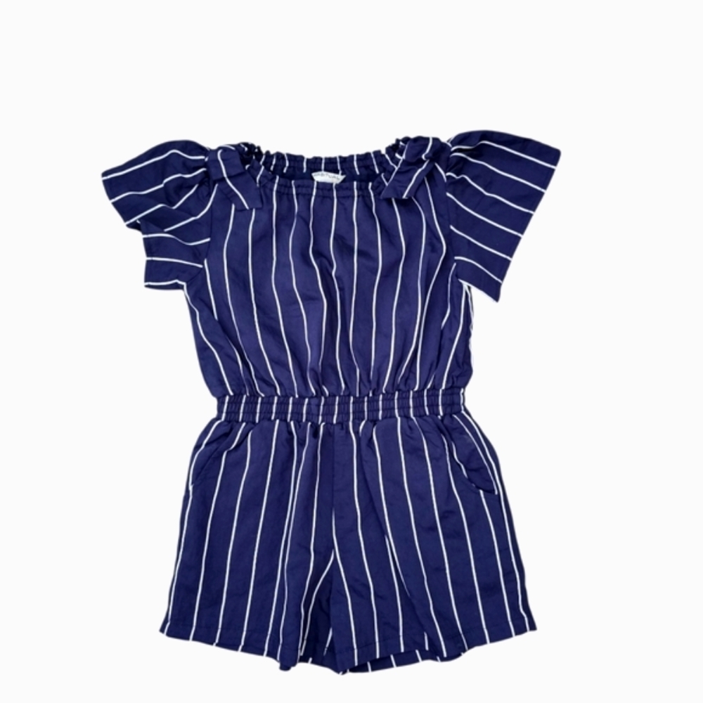 Habitual Striped Romper Blue and White 4T